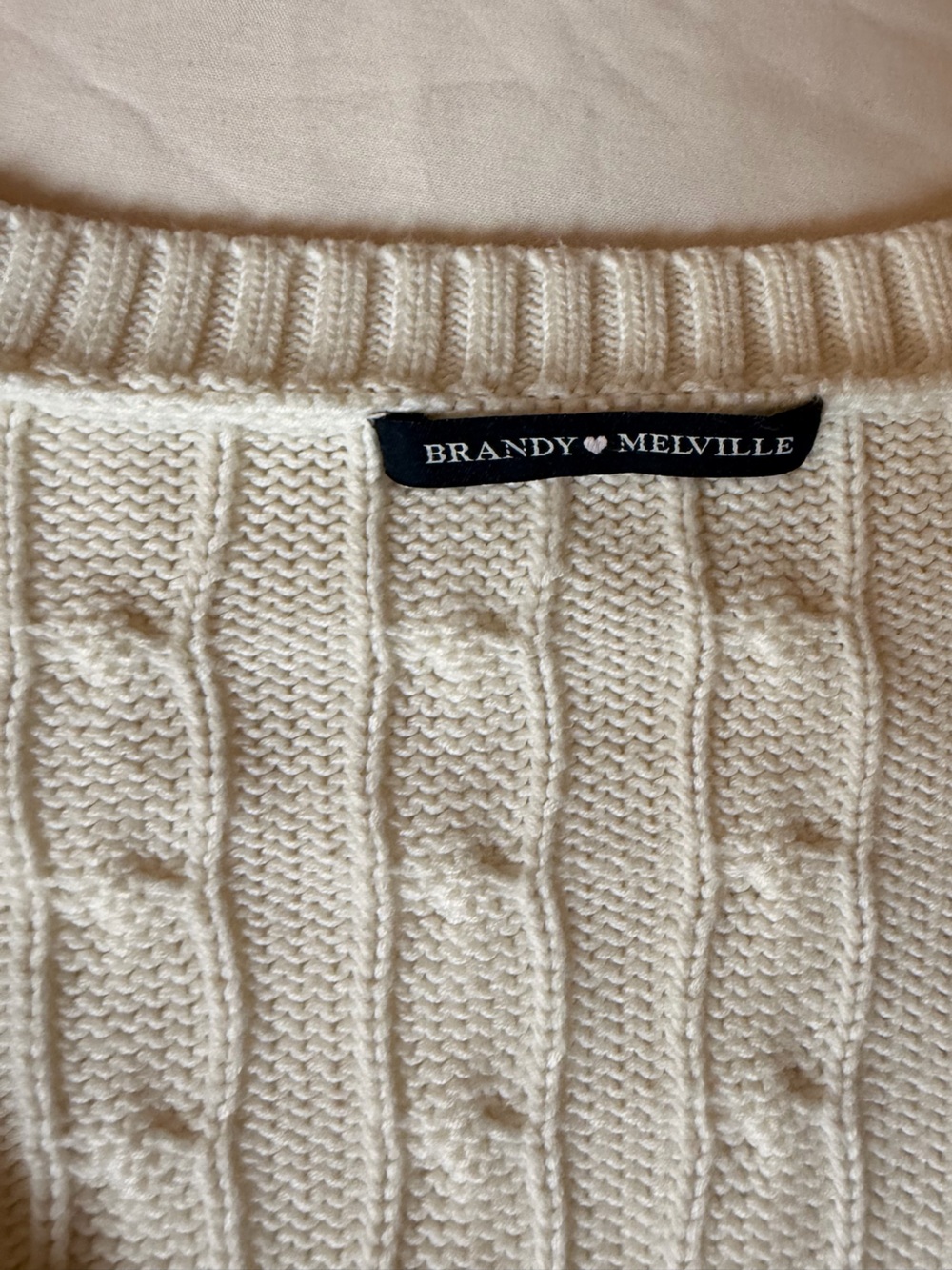 Brandy Melville Cream Cable Knit Top size small-med no size tag - Picture 2 of 6